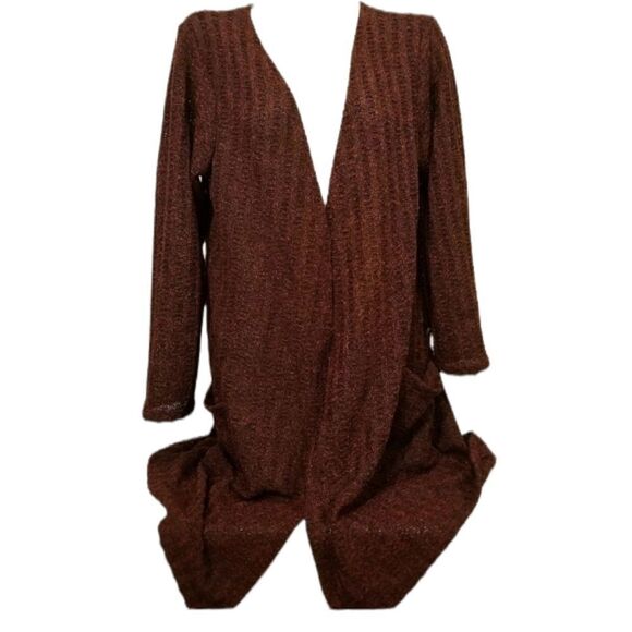 SWEATER SALE 3/$30 Forgotten Grace Burgundy Knit Long Cardigan Sz 1X - Picture 1 of 7